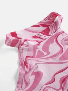 Conjunto de 2 piezas para niñas preadolescentes con top de camisola de punto con corazón y estampado floral diminuto, y pantalones acampanados. Conjunto de moda casual y lindo para salidas, sesiones de fotos, parque, campamento, uso diario, fiestas, vacaciones. - Rosa - Ver 4