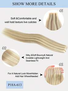 10Pcs Double Inject Hole Weft Hair Extension, Twin Tab, Natural Pull Through Micro Hair, Natural Look Hairpiece For Salon Natural High Quality Real Remy Human Hair - Multicolor - View 6