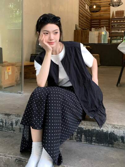 DAZY 女士圆领纯色拉链休闲百搭日常上衣