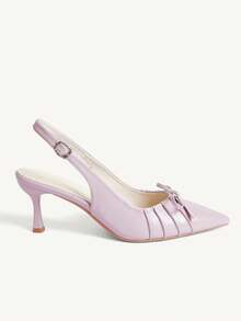 CUCCOO CHICEST Women's Pointed Toe Buckle Design Fashionable High Heels For Daily Wear - Purple - View 3