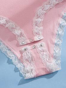 Eraneu Women's Lace Jumpsuit Camisole - Pink - View 9