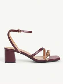 CUCCOO CHICEST Giày sandal cao gót dành cho nữ đi làm - Màu Đỏ Sâu - Xem 8