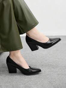 CUCCOO BIZCHIC 女士尖头优雅百搭高跟鞋，适合日常通勤 - 黑色 - 查看 3