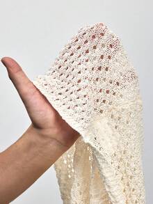 Maija 钩针编织女士无袖几何图案背心，适合海滩度假、春夏穿着 - 杏色 - 查看 11