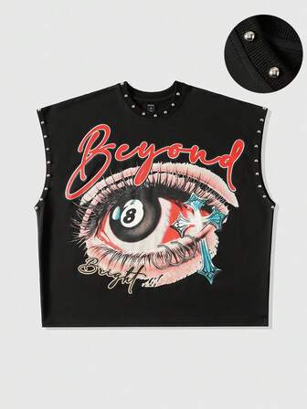 Street Life Herren Nieten bedrucktes Loose Fit Tank Top