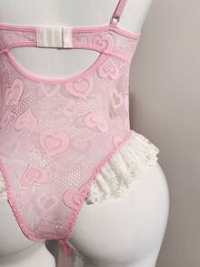 PetitDoll 情人节女士心形蕾丝连体睡衣 - 粉色 - 查看 6