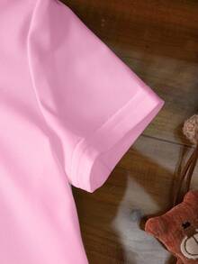 BABY SHARK X SHEIN 女婴卡通印花圆领短袖上衣 - 白色 - 查看 5