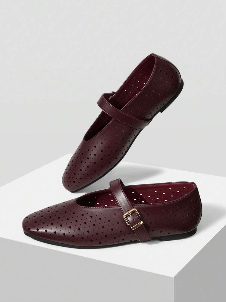 WOMEN HOLLOW-OUT SQUARE TOE FLAT SHOES SPRING SHOES