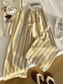 Comfortcana Quần nữ kẻ sọc, kiểu dáng thường ngày, thắt nút, đa năng. - Nhiều màu - Xem 6