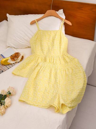 CosyJoli 大码女式浅黄色休闲套装，春夏姐妹装