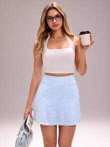 Sovereign Charm Women's All-Over Print Casual Versatile Daily Outdoor Sports Mini Skirt - Blue - View 6