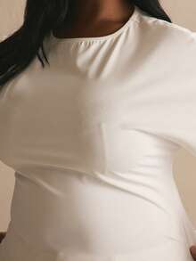 MUSERA Plus Size Cinched Waist Short Sleeve Top Spring Summer Elegant Cute Vacation Casual Everyday Sunlight Social Holiday Office Work Mothers Day Luxury - White - View 6