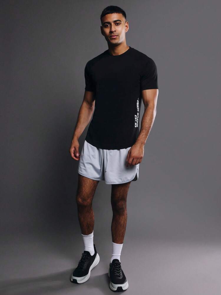 Short Sleeve Crew Neck Tee With Side Text
