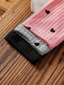 SHEIN Playful Pals 3件套女婴百搭休闲纯色弹力打底裤/长裤/紧身裤/婴儿裤套装，针织灯芯绒女婴打底裤，适合春、夏、秋、冬四季穿着 - 彩色 - 查看 6