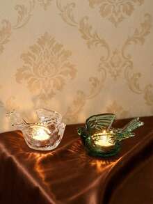 Cirelle Chân nến hình chim phong cách Art Deco – Chân nến bằng thủy tinh pha lê trong suốt được đánh bóng, thích hợp làm quà tặng cho đám cưới, tiệc tùng, ngày lễ và trang trí bàn ăn sang trọng trong nhà. - Nhiều màu - Xem 4