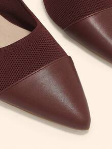 CUCCOO BASICS 时尚女士平底鞋酒红色拼接飞织女鞋 - 酒紅色 - 查看 8