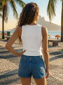 CAJUNI Women's Round Neck Letter & Bird Print Fitted Casual Top, Suitable For Dating & Outings - Beige - View 2