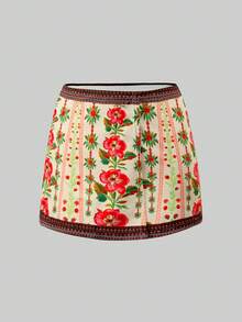 Swim Oasis 女士印花系带露肩比基尼套装，含罩衫和半身裙，适合夏季海滩度假，夏季两件套，可爱套装，夏季节日两件套，夏季服装，海滩度假，2026新款女士泳装到货，适合上学、度假、约会、下午茶、西式、邮轮、海滩、海岛、公路旅行、所有季节、音乐节、波西米亚风度假、凉爽秋季、西式波西米亚风，优雅女士连衣裙，活泼假日彩色印花泳装。贝壳泳衣，钩针泳衣，女士复古泳衣，新娘泳衣，西式泳衣，波西米亚风泳衣，女士新娘泳衣 - 彩色 - 查看 6