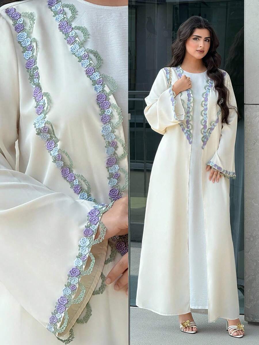Yasmyna Áo Abaya thêu hoa thanh lịch dành cho nữ - Nhiều màu - Xem 1