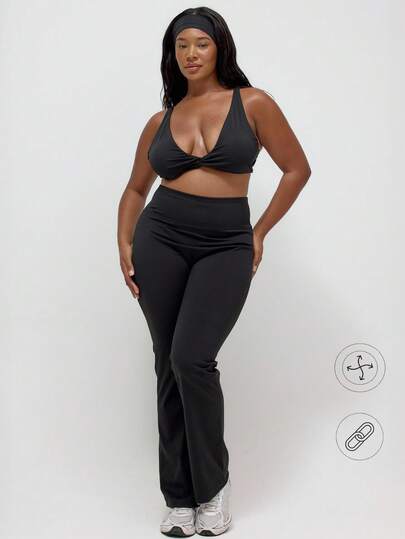 MUSERA Plus Size Flared Active Leggings Gym Workout Spring Summer Sport Active