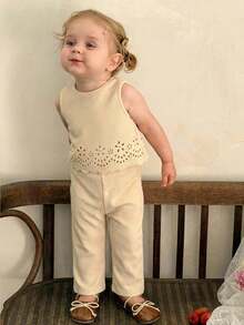 LMoss Kids 2pcs Baby Girl Cute Ruffle Sleeveless Top And Pants Set, Summer - Apricot - View 6