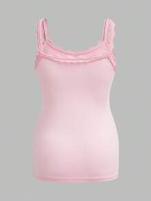 Modmama Maternity Solid Color Contrast Lace Bow Decor Camisole White Summer - Multicolor - View 14