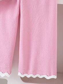 Genkimix Kids 2件套女童（小号）休闲针织黑色上衣背心和卡其色宽松裤，儿童夏季舒适日常服装 - 粉色 - 查看 4