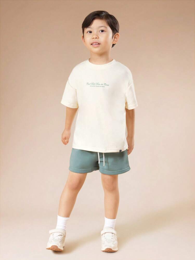 Graphic Tee And Shorts Set With East Hampton Print