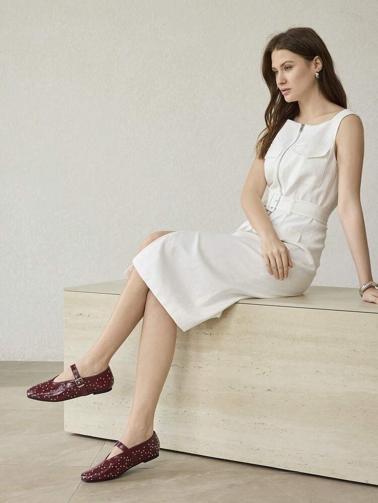 WOMEN PU LEATHER BUCKLE FLATS VALENTINE'S DAY