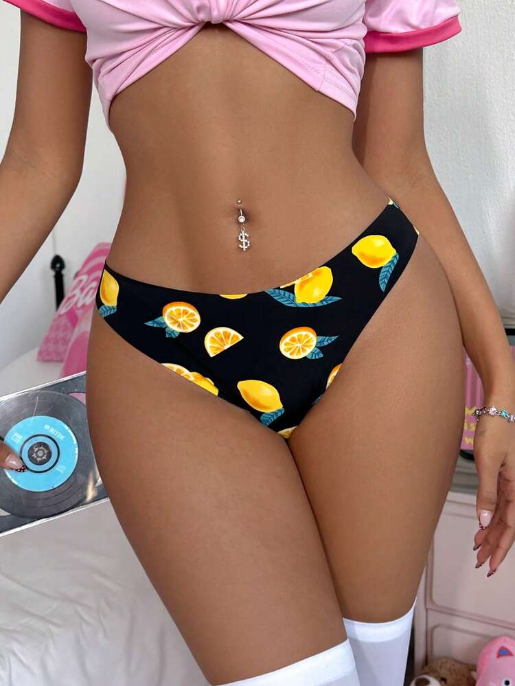 Eraneu Fruit Print Sexy Low Waist Seamless Panties - Multicolor - View 1