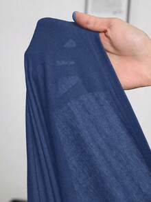 SHEIN CURVE+ Plus Size Solid Color Deep V-Neck Criss-Cross Casual Short Sleeve T-Shirt - Navy Blue - View 7