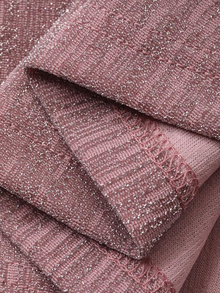 Spring & Summer Shiny Chiffon Flare Sleeve Top, Pink Cover Up With Shawl Collar, Elegant Casual Vacation Wear, Suitable For Valentine's Day, Wedding, Commuting