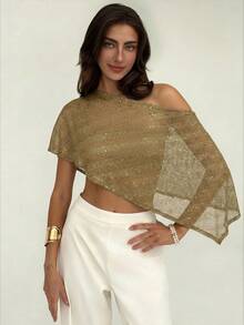 Aloruh Damen Braun Urlaubs Pailletten verzierter Schal - Braun - Übersicht 1