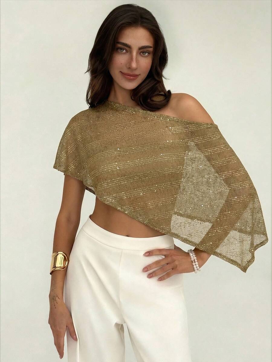 Aloruh Damen Braun Urlaubs Pailletten verzierter Schal - Braun - Übersicht 1