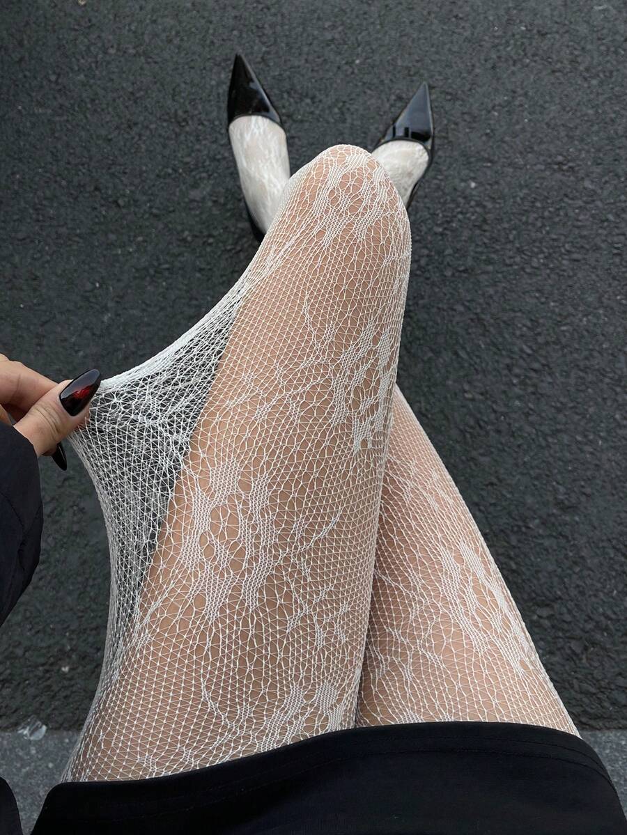 Livesso Women's Lace Sheer Fitted Sexy Leggings - White - View 1