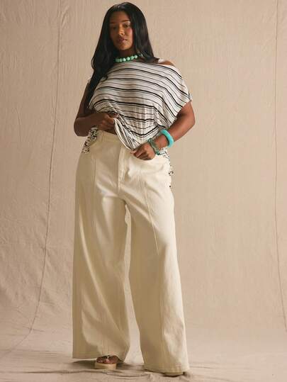 MUSERA Jeans de pierna ancha con detalle de cordones de talle medio de talla grande, elegantes, lindos, casuales y para uso diario, apropiados para primavera, verano y vacaciones