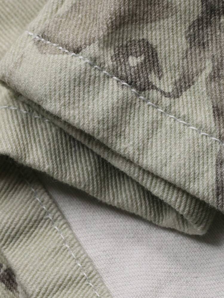 Women's Fully Allover Print Washed Loose Casual Jeans, Korean Style