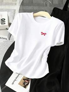 Resyla 女士春夏新款可爱蝴蝶结印花两件套，休闲百搭 - 彩色 - 查看 4