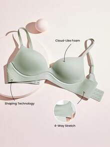 LUVLETTE Áo lót nâng ngực không gọng Dream Curve Support+ màu xanh lá cây, size cơ bản, chất liệu Freedom, thoải mái và là món đồ không thể thiếu. - Màu xanh Ô liu - Xem 8