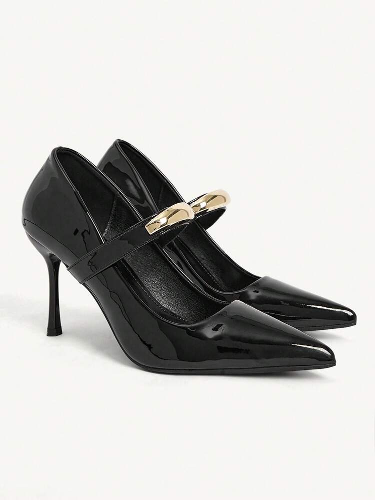 CUCCOO CHICEST Women's Metal Decor Design Everyday Versatile Fashion High Heels Valentine's Day Elegant Shoes