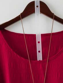 Linhara 大码女式V领长袖T恤，通勤和休闲外出穿着舒适 - 紅色 - 查看 5