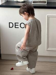 DAZY Baby Boy Striped Print Button-Front Shirt And Pants Casual Outfit - Grey - View 2
