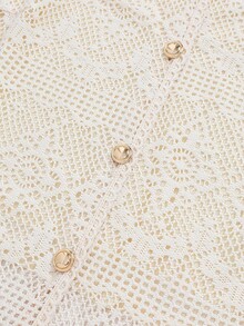 Formidée Plus Size Women Casual Elegant Lace Sheer Front Button Top And Shorts 2 Pieces Set - Apricot - View 8