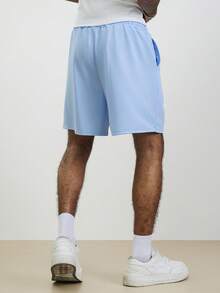 TOKVUE 男士休闲畅销椰子树3D刺绣毛巾，日常百搭，适合男友/老公礼物、周年纪念礼物，天蓝色短裤 - 藍色 - 查看 2