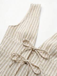 SHEIN SXY 打结休闲条纹无袖迷你连衣裙 - 彩色 - 查看 6