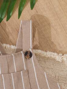 SHEIN Vintaside Kids 2件套男婴可爱格子印花短袖套装，春季 - 杏色 - 查看 7