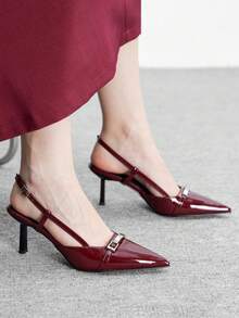 CUCCOO BIZCHIC 漆皮法国高端无后跟女鞋 - 酒紅色 - 查看 4