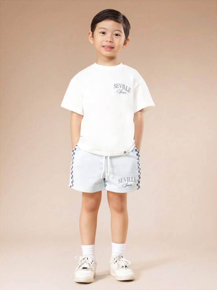 Seville Fruit Print Tee And Checkered Shorts Set