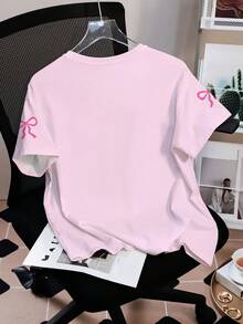 SHEIN X Care Bears 女士熊印花圆领短袖T恤 - 白色 - 查看 2