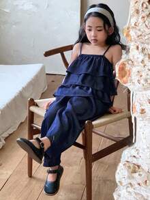 DAZY Set de 2 piezas de top de tirantes y pantalones casuales para niñas jóvenes en verano - Azul - Ver 7